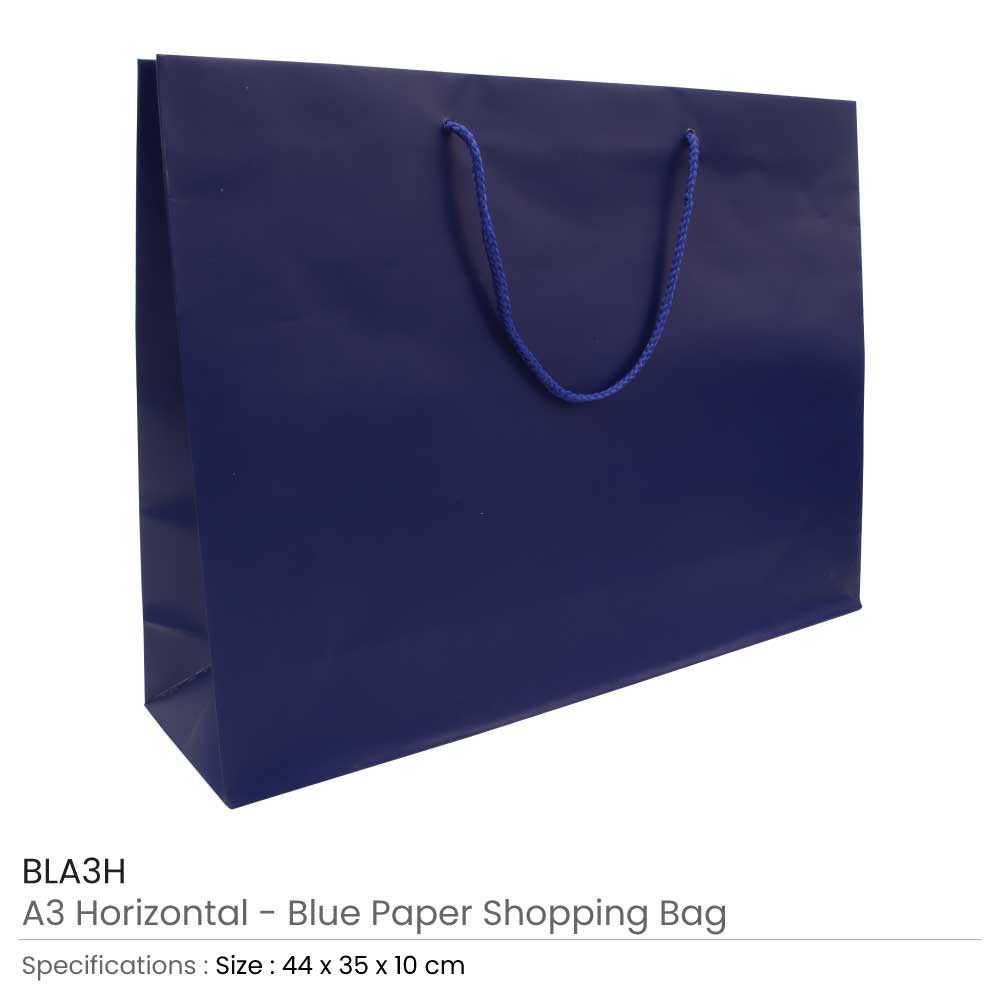A3 Horizontal Blue Paper Shopping Bags