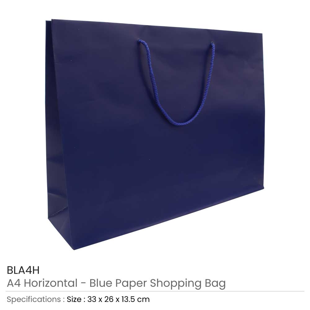 A4 Horizontal Blue Paper Shopping Bags