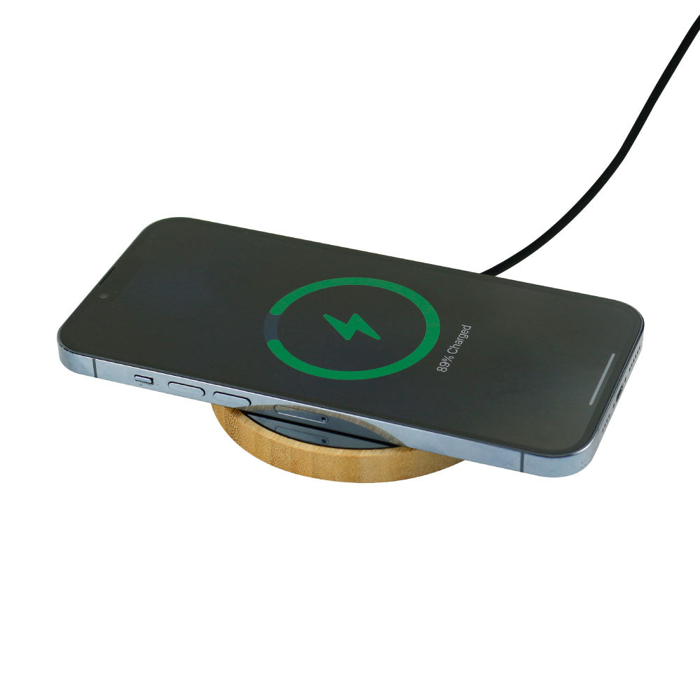 Bamboo Wireless Charger 15W Fast Charging & LED Logo