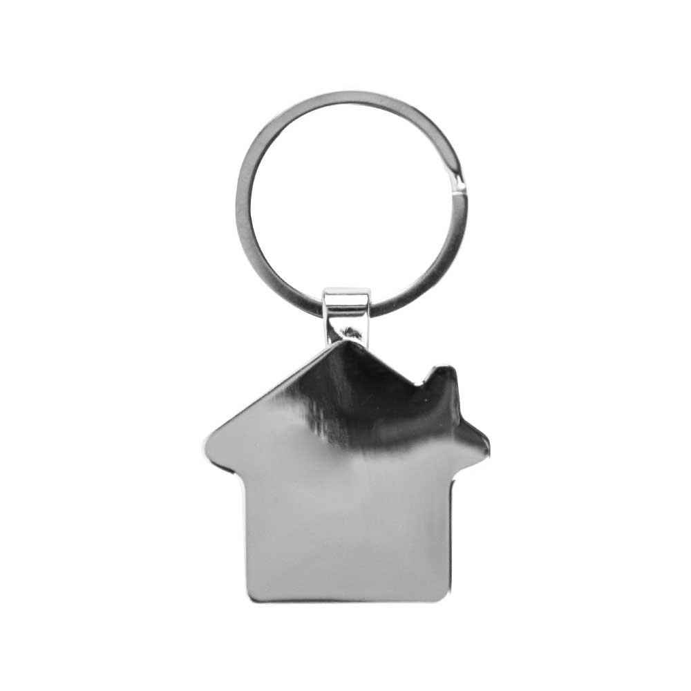 Bamboo & Metal Keychain House Shaped