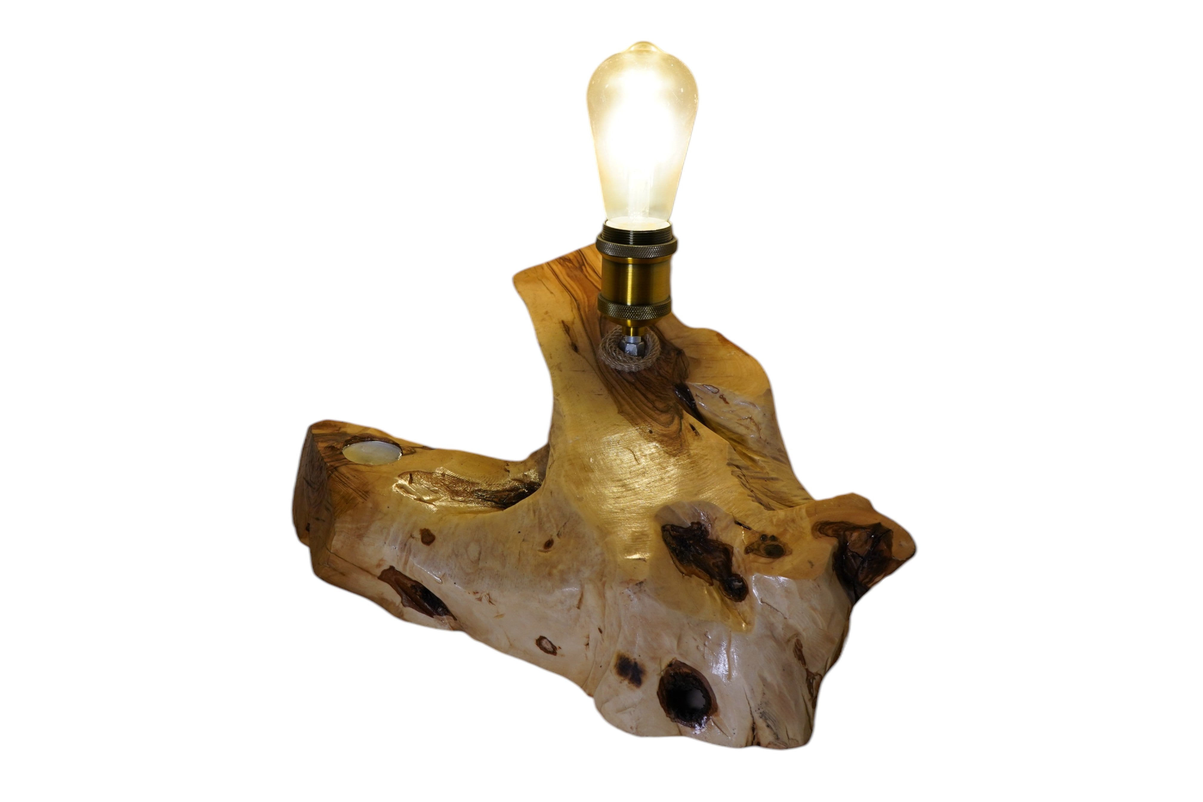 Olive wood table lamp