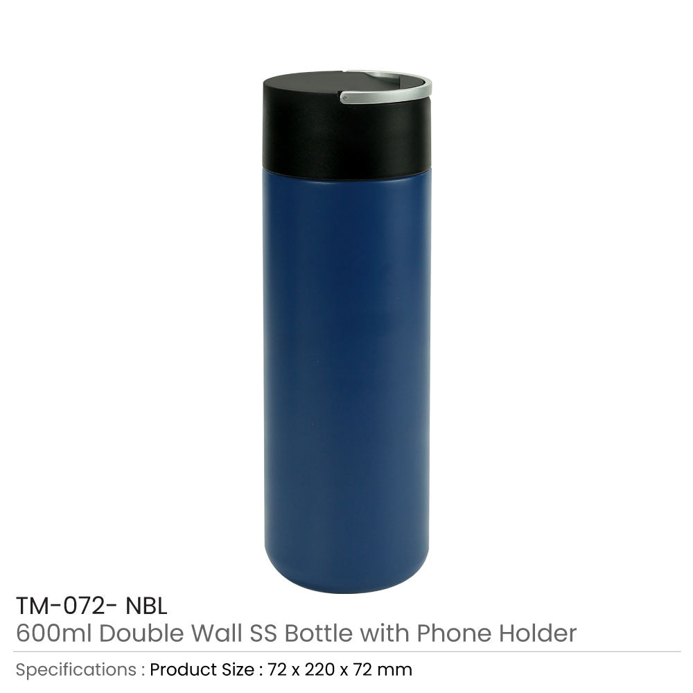 Double Wall SS Bottle, Twist-off Lid with Phone Holder 600 ml