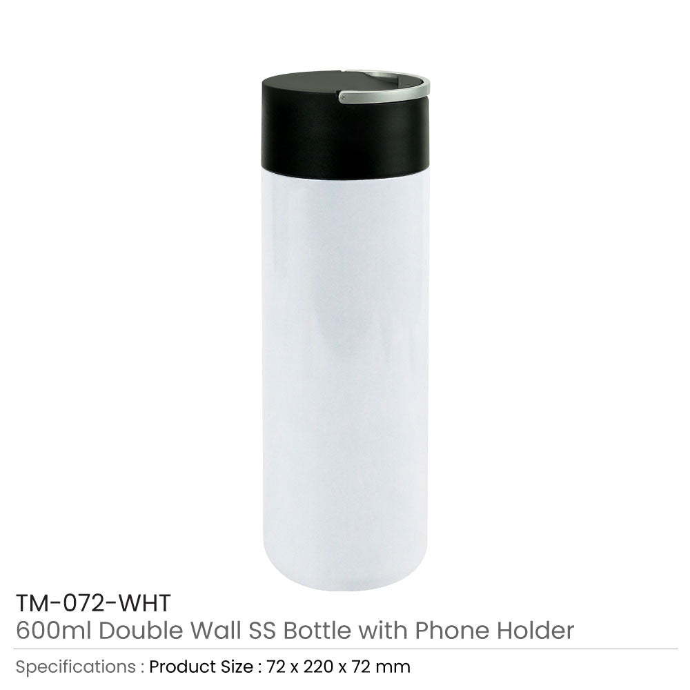 Double Wall SS Bottle, Twist-off Lid with Phone Holder 600 ml