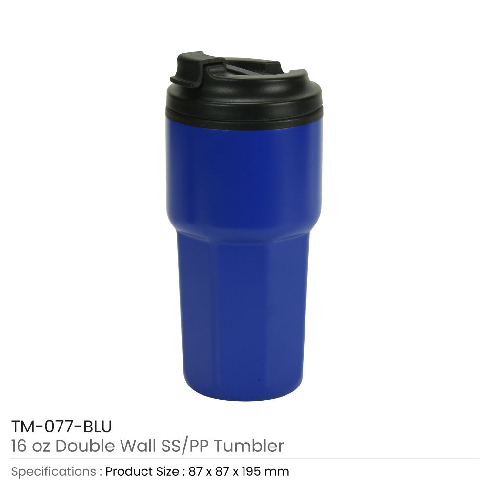 Double Wall Tumblers Flip-top PP Lid in 473ml