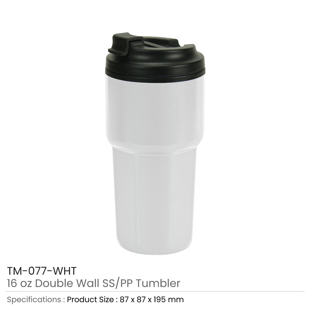 Double Wall Tumblers Flip-top PP Lid in 473ml