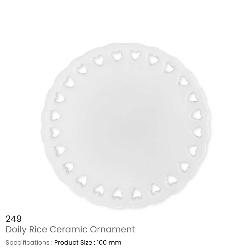Doily Rice Heart Design Ceramic Ornaments