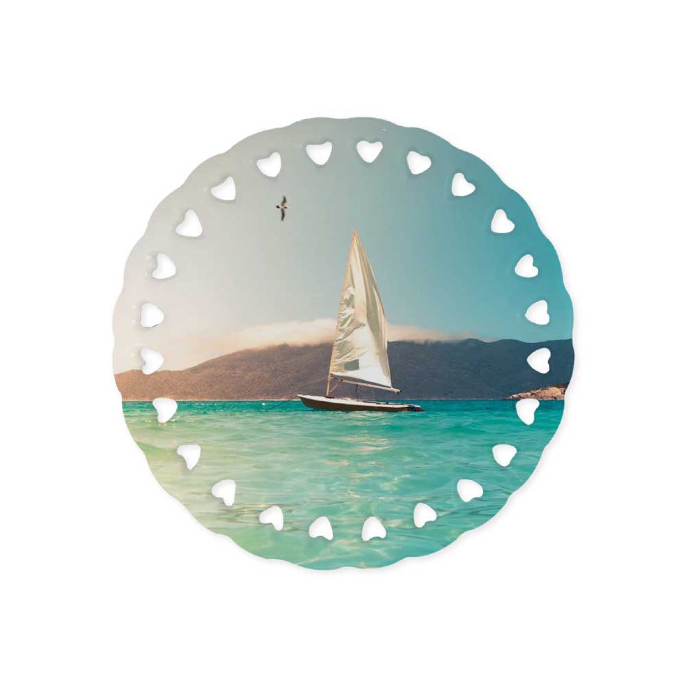 Doily Rice Heart Design Ceramic Ornaments