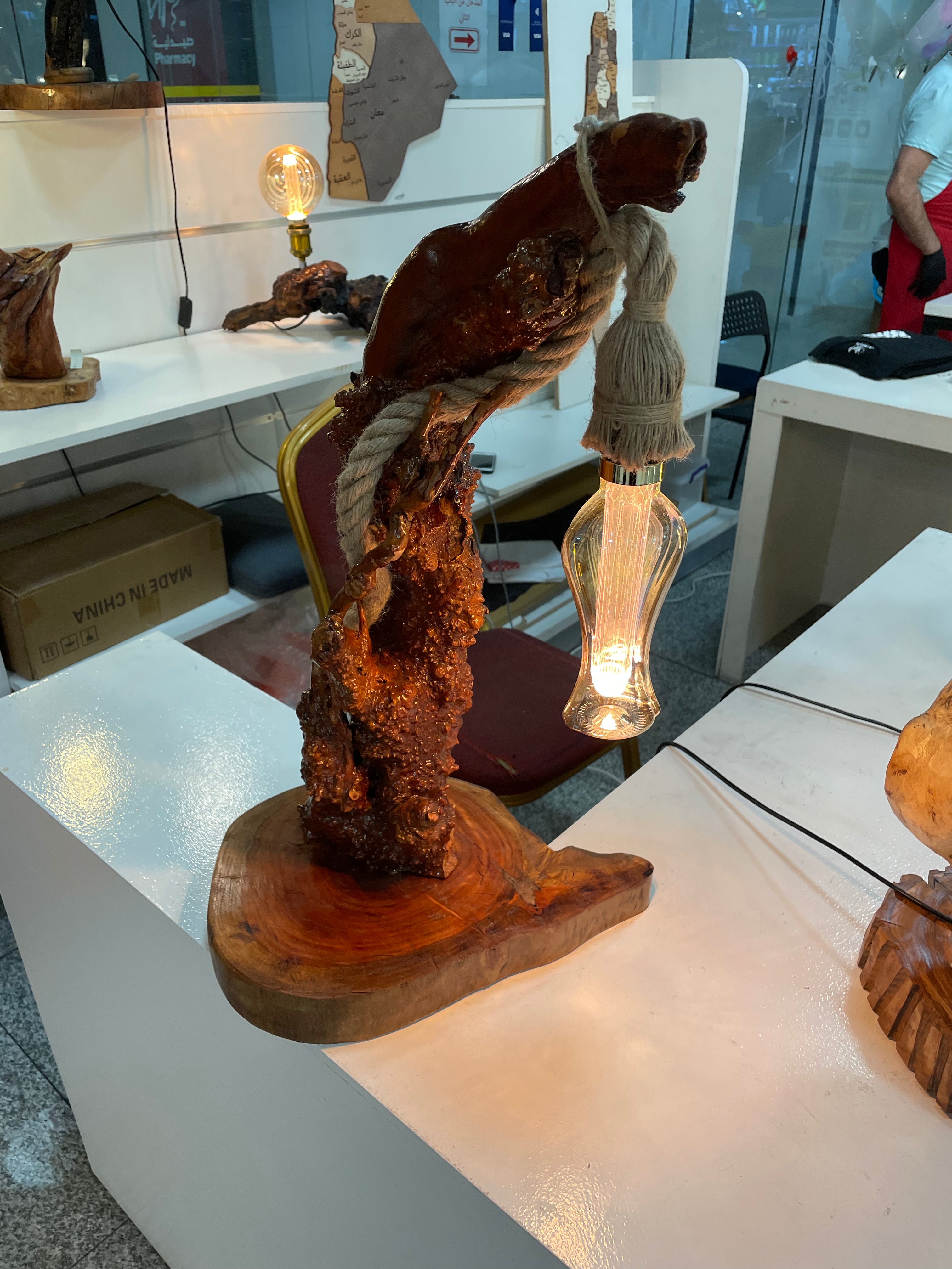 Maple wood table lamp