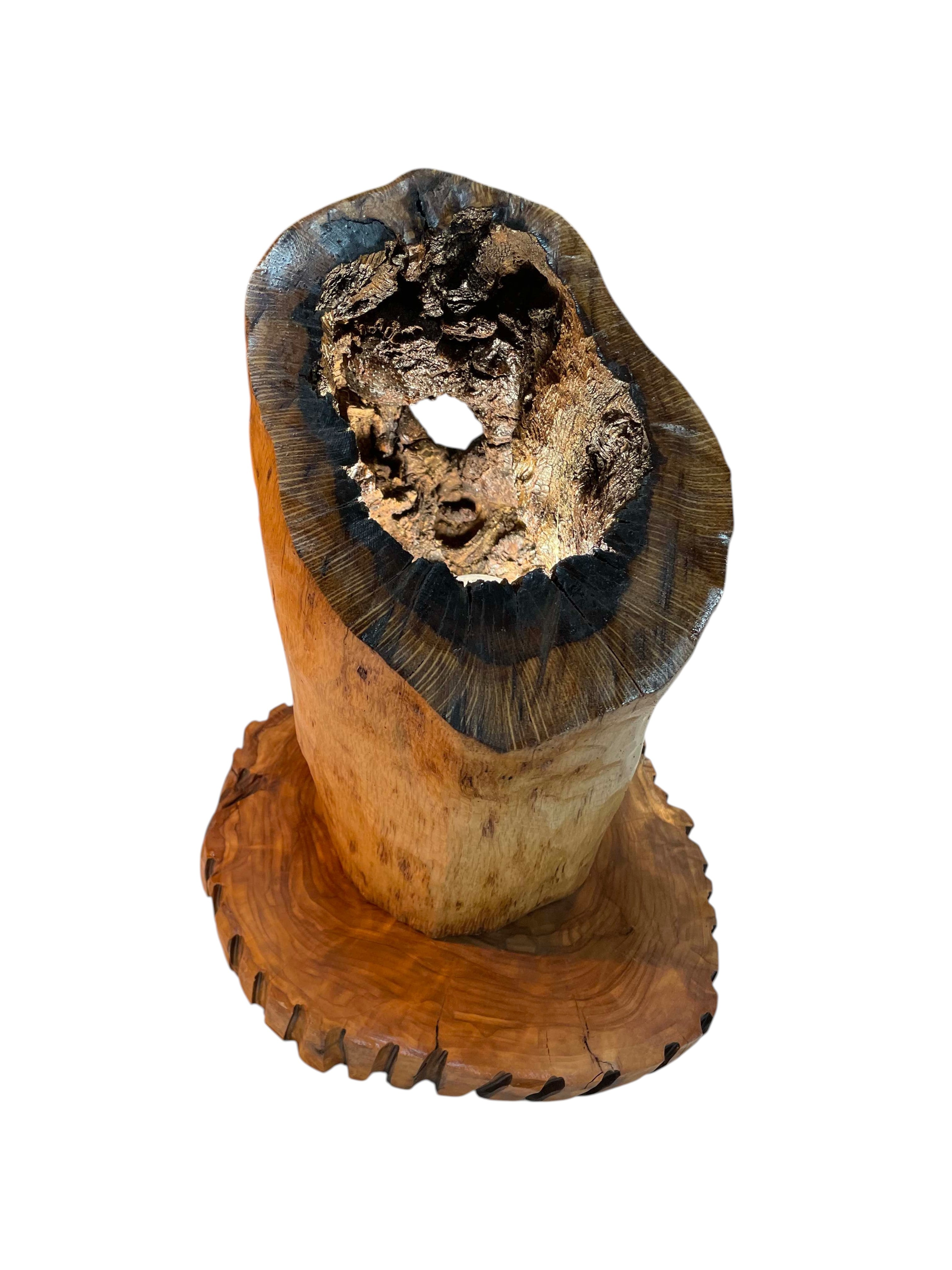 Olive wood table lamp