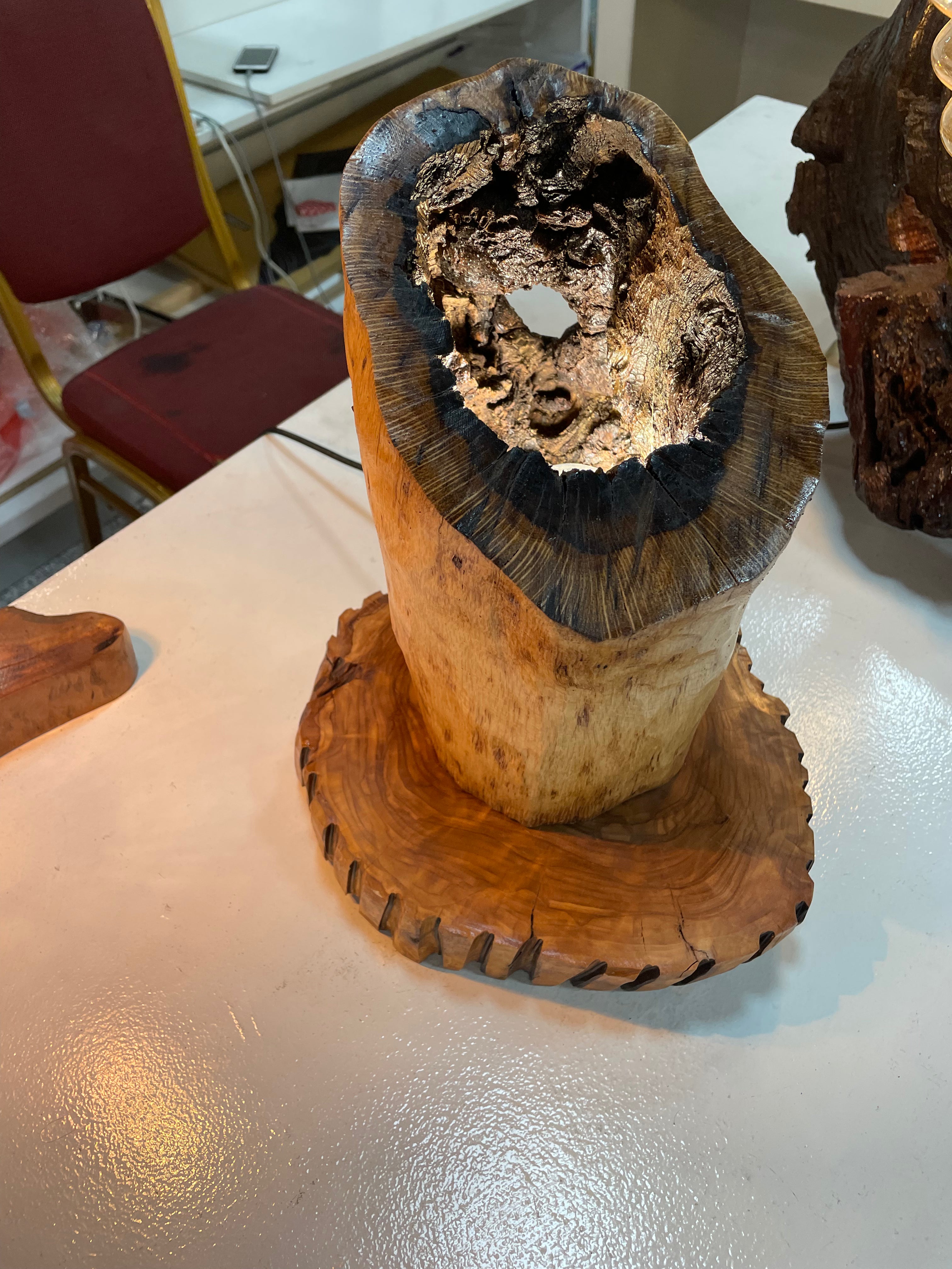 Olive wood table lamp