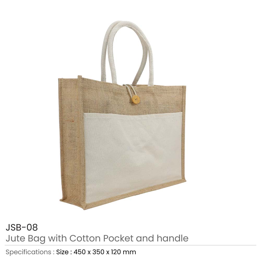 Jute Bags with Cotton Pocket and Handle