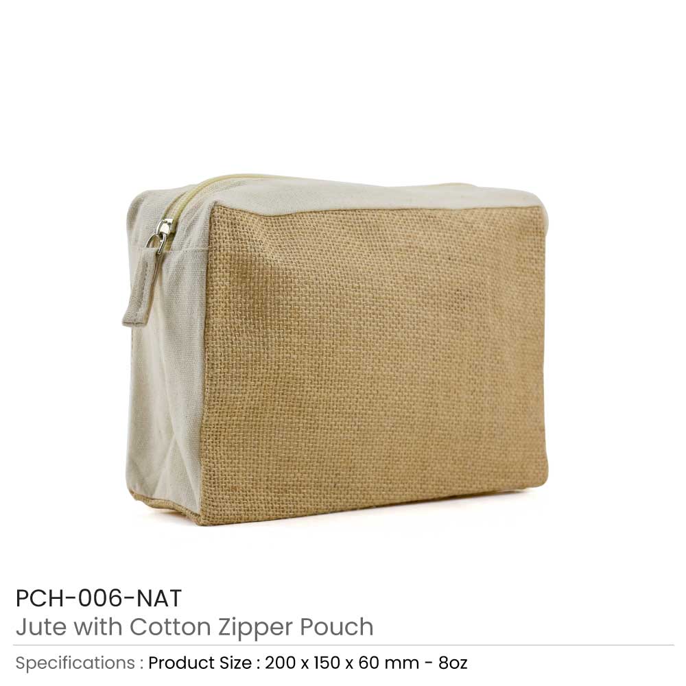 Jute with Cotton Zipper Pouch