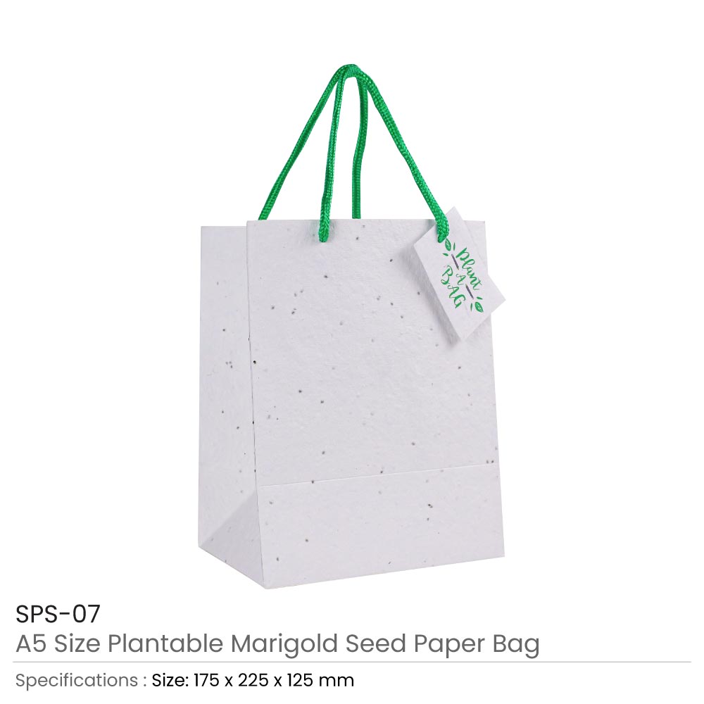 Plantable Marigold Seed Paper Bags in A4 Size with Tag
