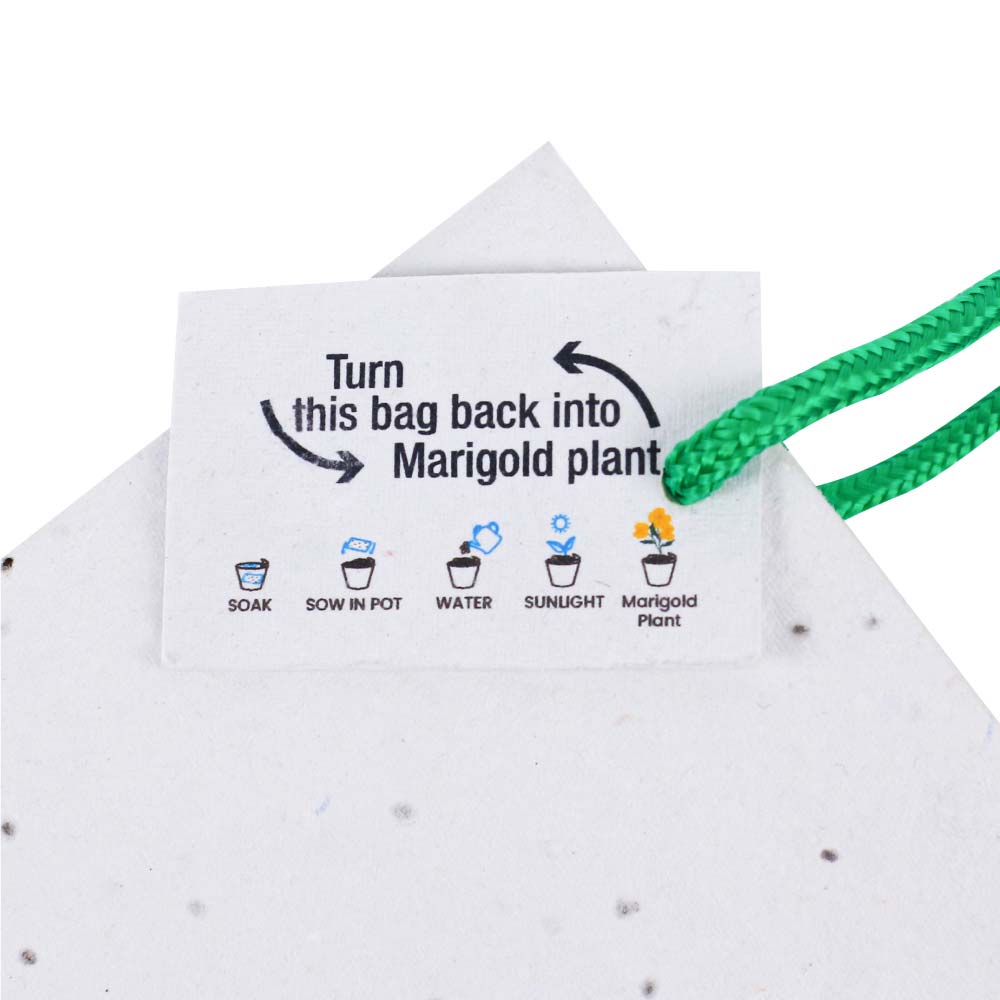 Plantable Marigold Seed Paper Bags in A4 Size with Tag