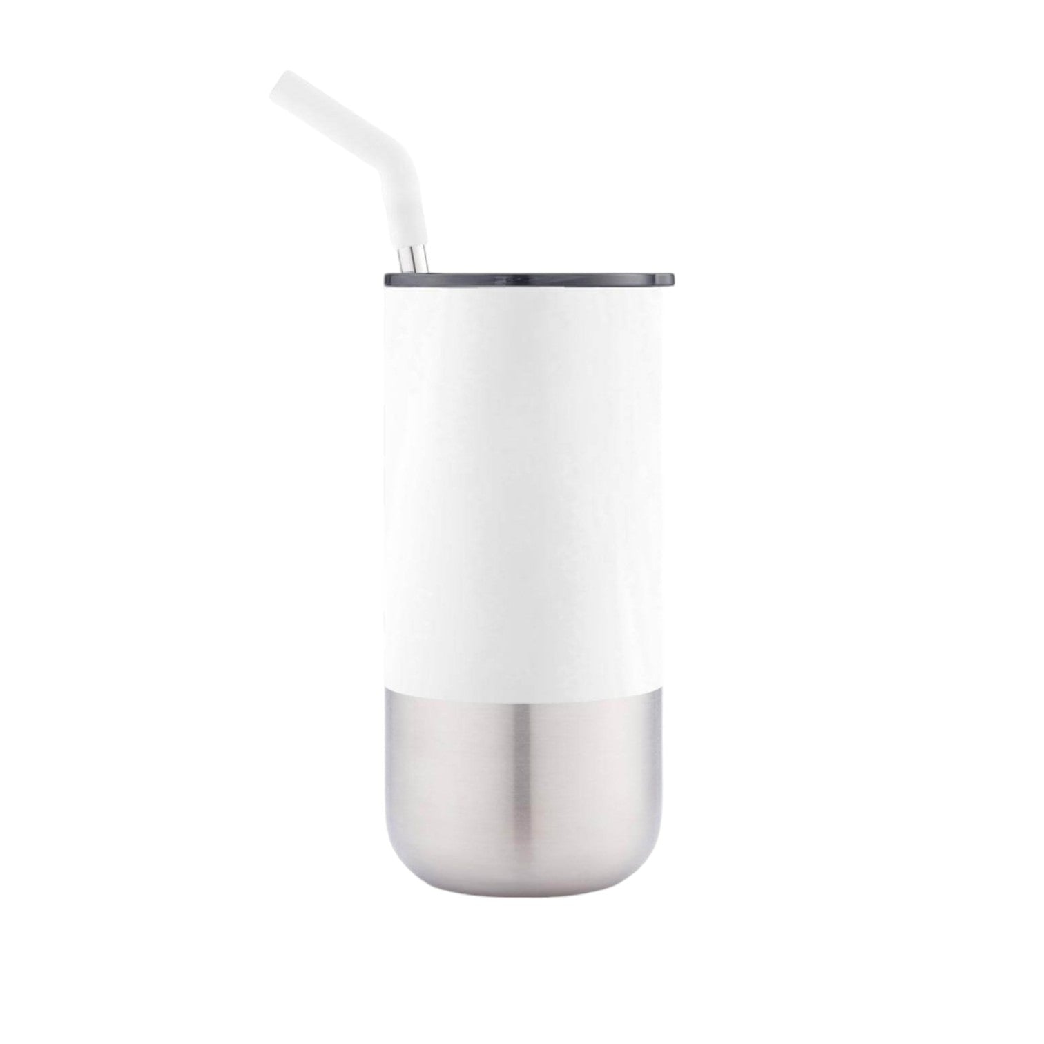 Insulated Tumbler with Reusable Straw - White