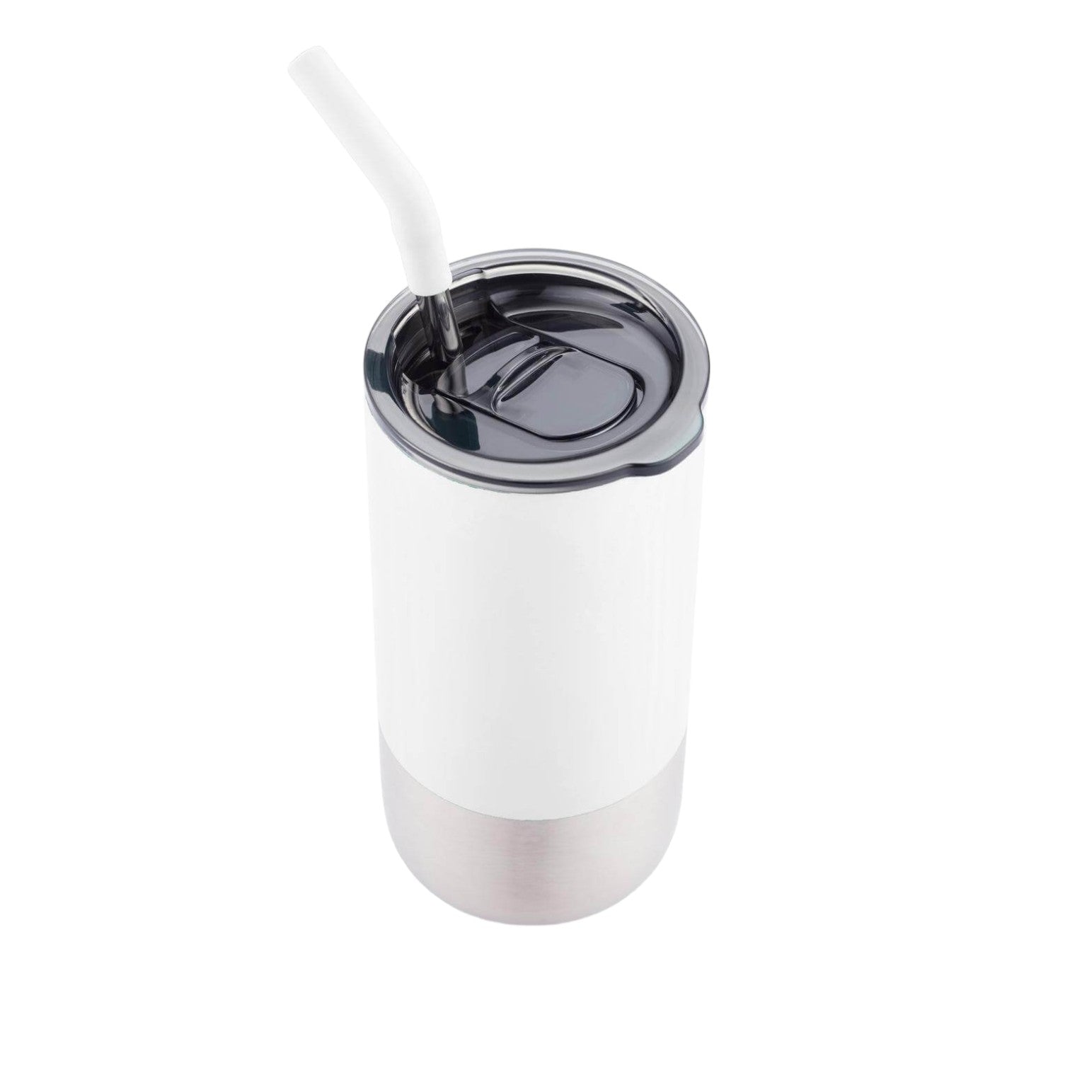 Insulated Tumbler with Reusable Straw - White