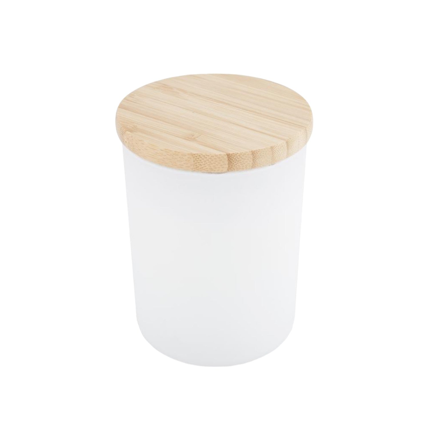 Arabic Oudh Scented Glass Candle with Bamboo Lid - White