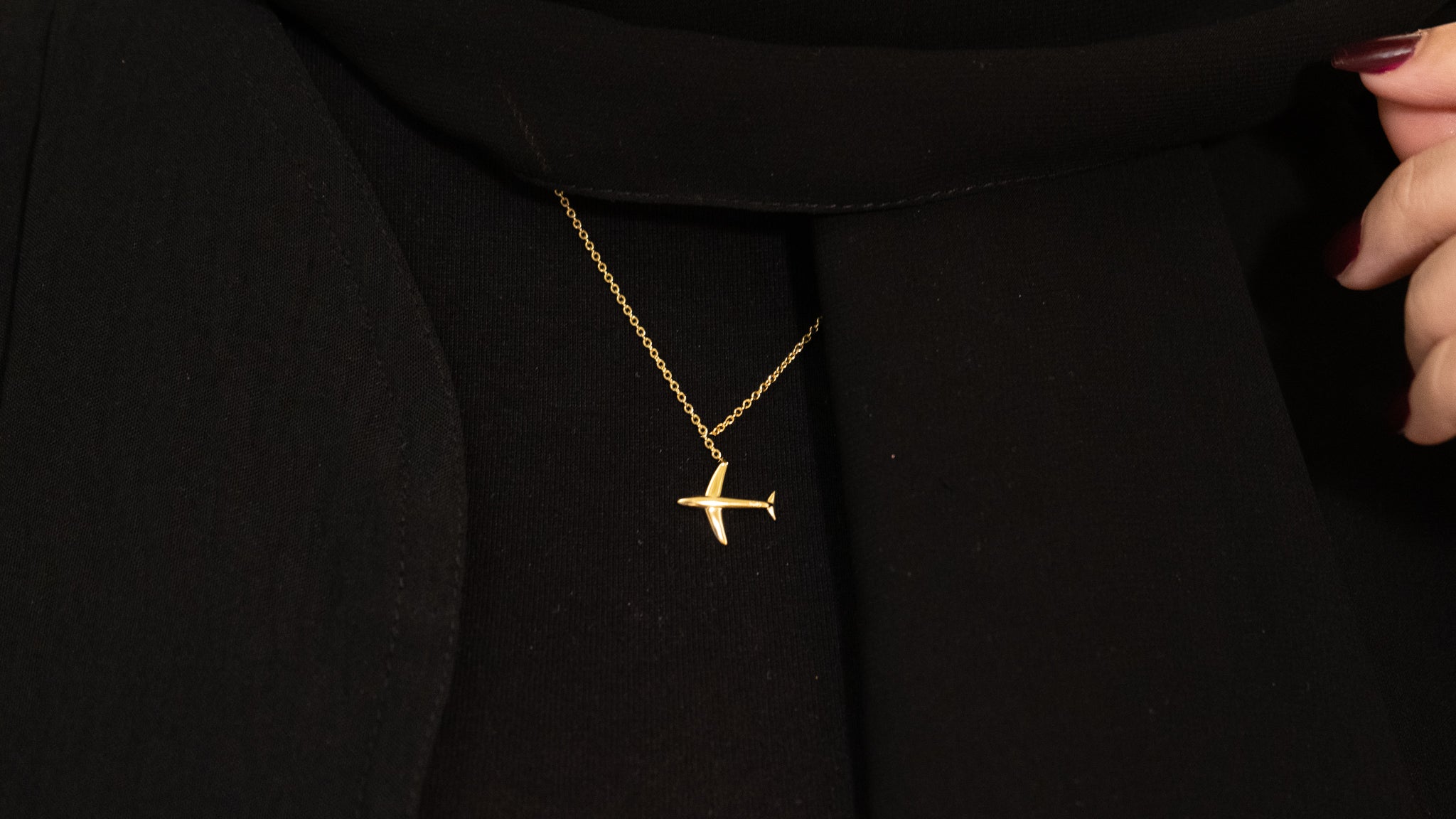 Gold Airplane Necklace