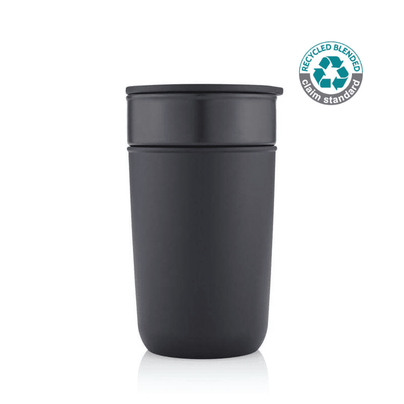 Ceramic Tumbler With Recycled Protective Sleeve - Black