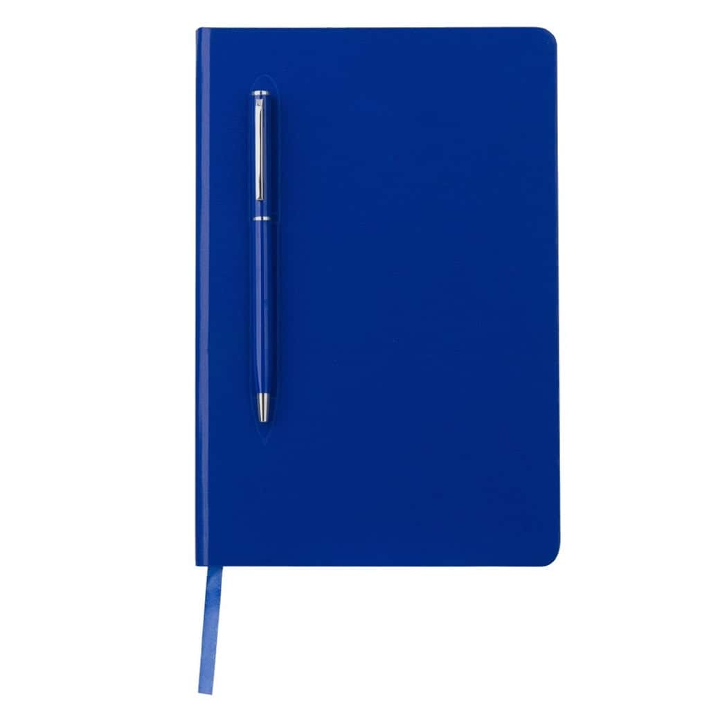 A5 Hard Cover Notebook with Metal Pen - Blue
