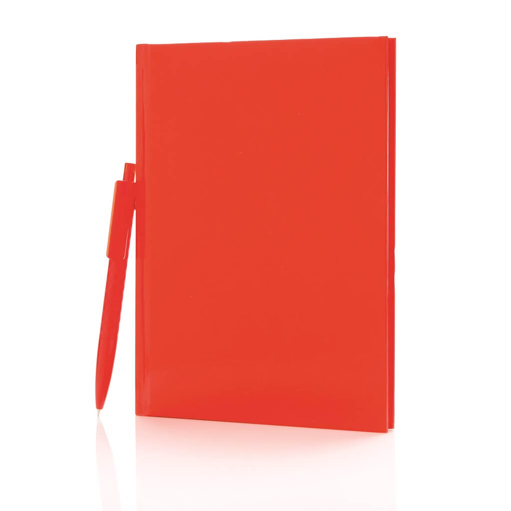 A5 Hard Cover Notebook With Pen - Red