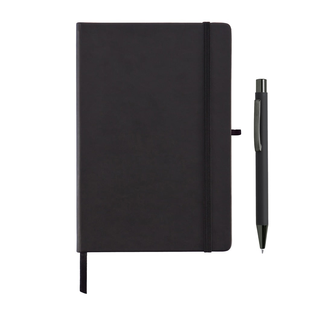 A5 Hard Cover Notebook and Pen Set - Black