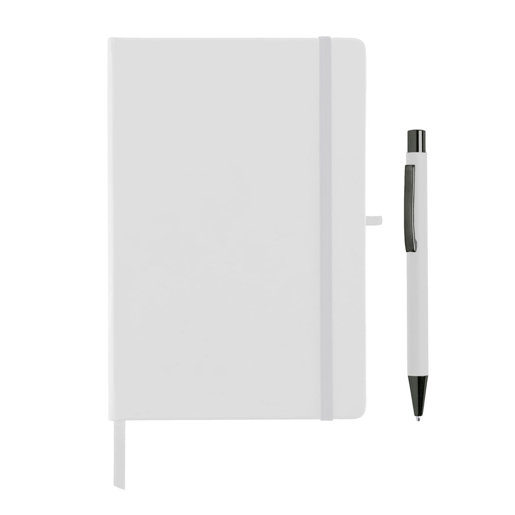 A5 Hard Cover Notebook and Pen Set - White