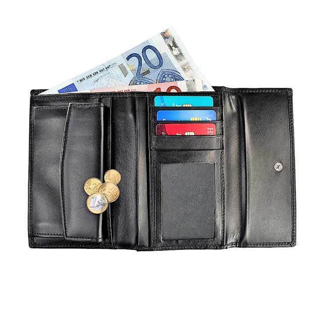 Real Leather Ladies Wallets Black