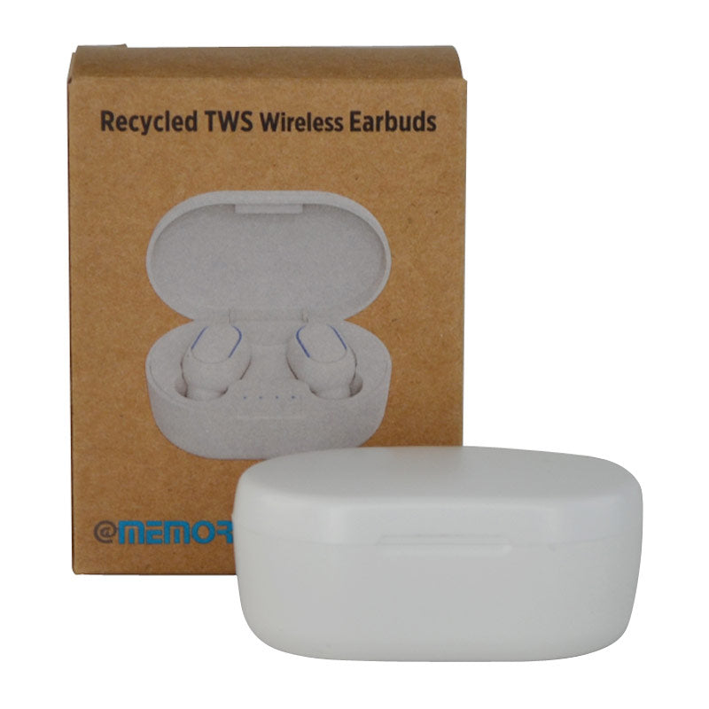 RCS standard recycled plastic TWS Wireless Earbuds - White