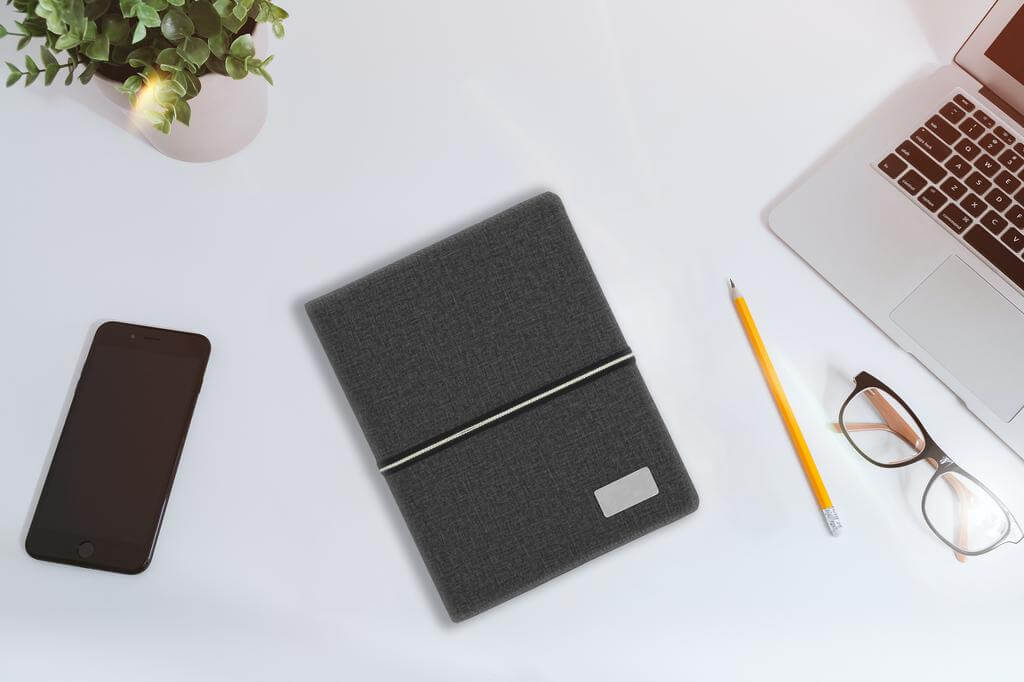 A5 Notebook Organiser With 10000mAh Powerbank - Grey