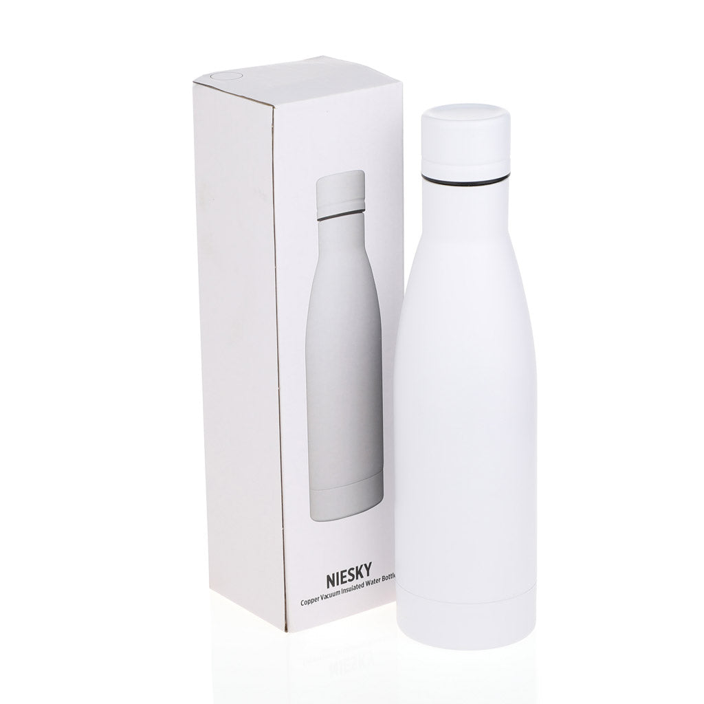 Copper Vacuum Insulated Double Wall Water Bottle - White