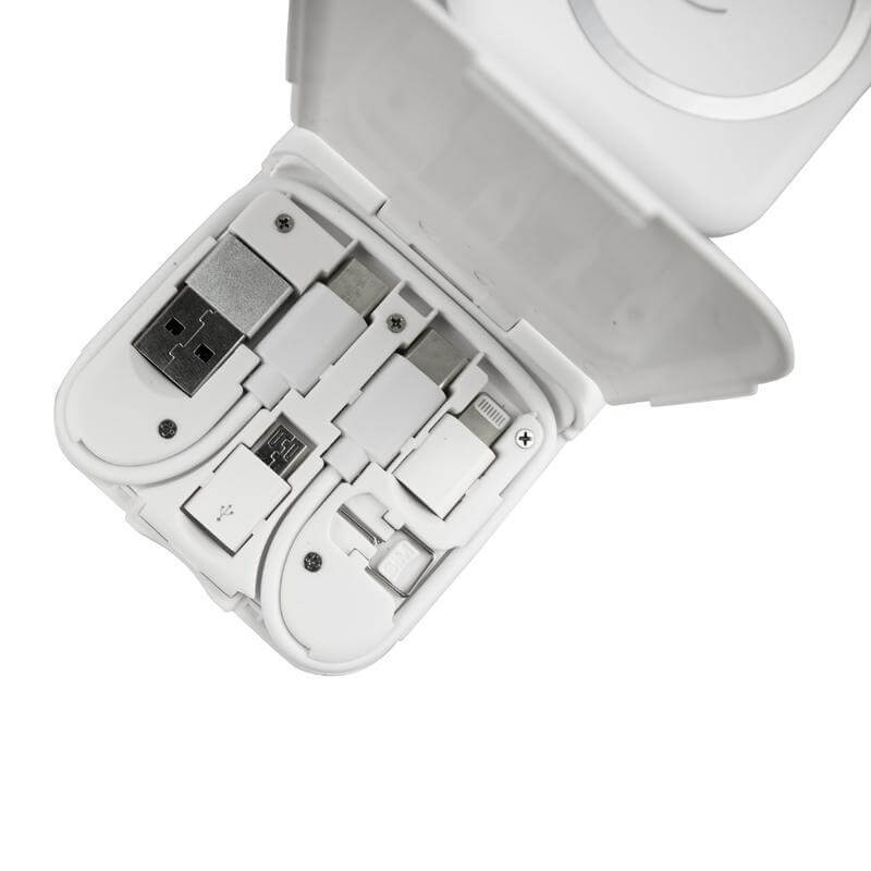 2 in 1 Wireless Charger with Multi Cable Set - White