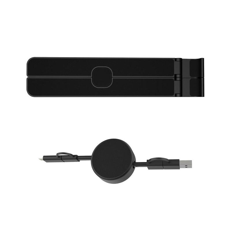 Set of Recycled Laptop Stand and retractable cable - Black