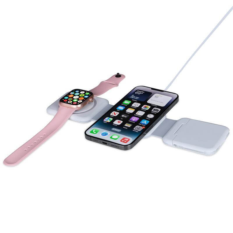 2 in 1 Wireless Charger with Multi Cable Set - White
