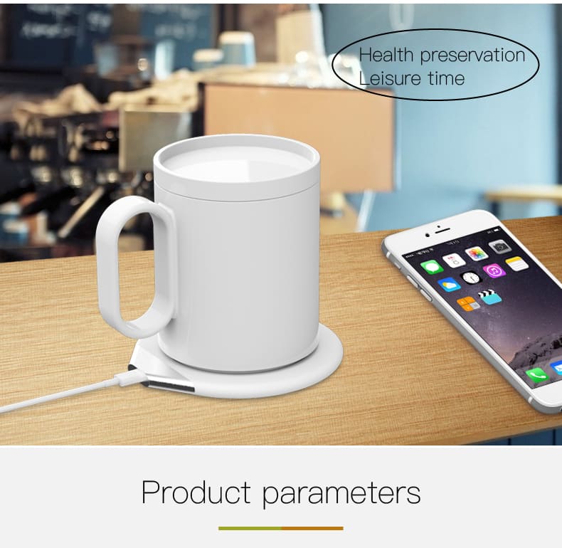 Smart Mug Warmer with Wireless Charger - White