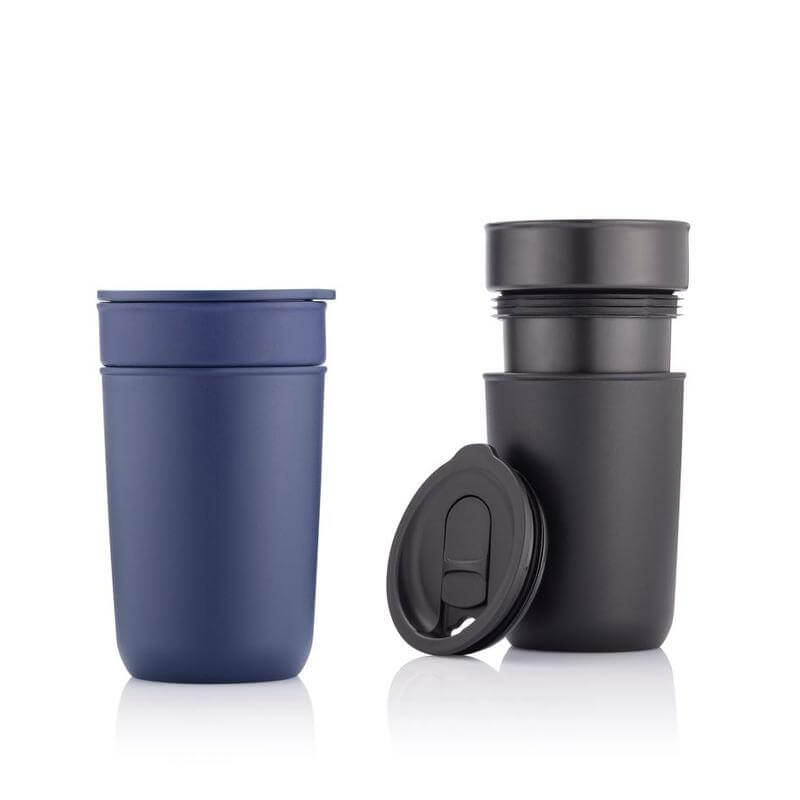 Ceramic Tumbler With Recycled Protective Sleeve - Black