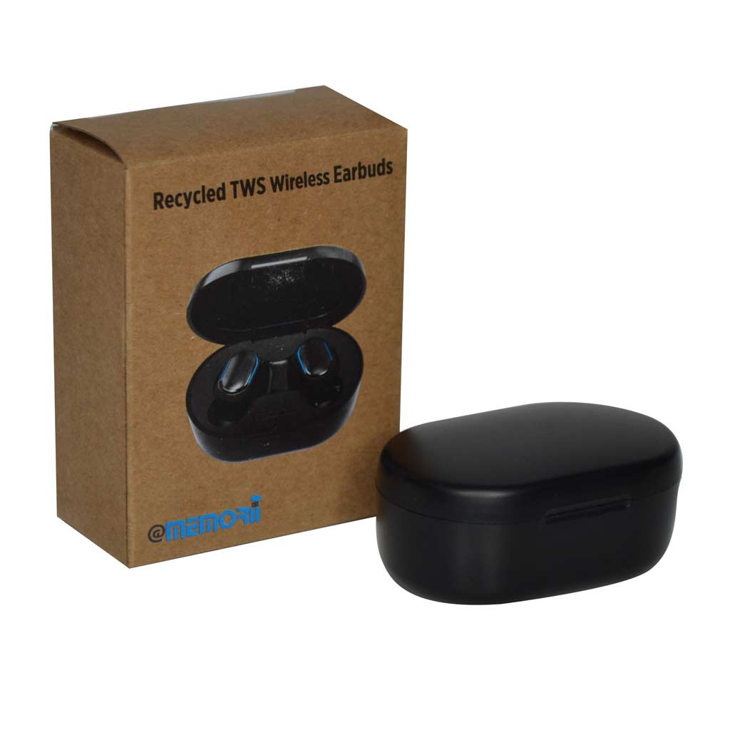 RCS standard recycled plastic TWS Wireless Earbuds - Black