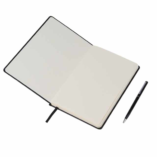 A5 Hard Cover Notebook with Metal Pen - Black