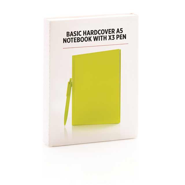 A5 Hard Cover Notebook With Pen - Lime