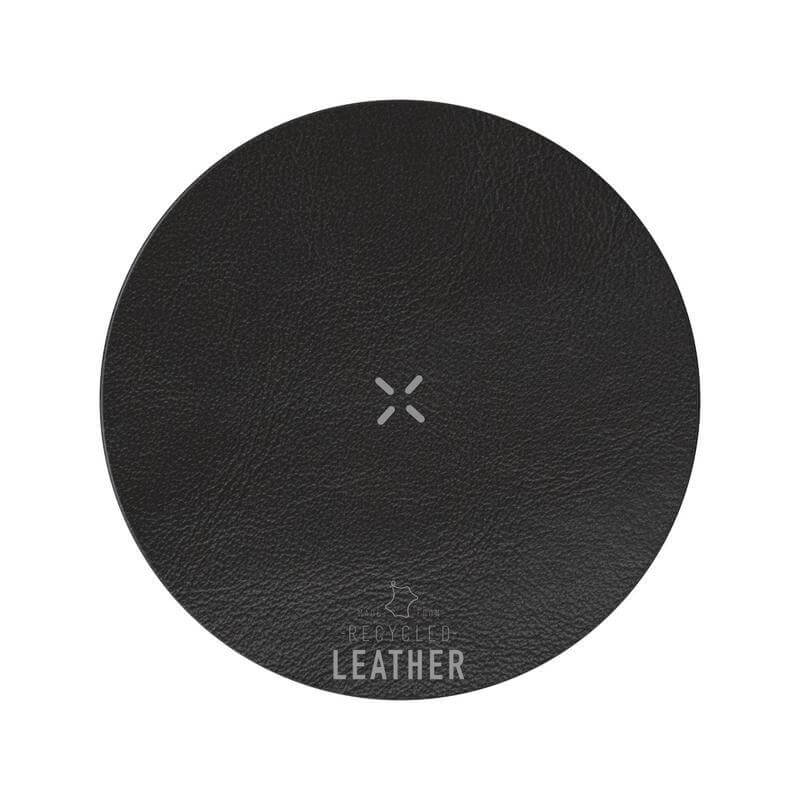 Recycled Leather 15W Wireless Charger - Black