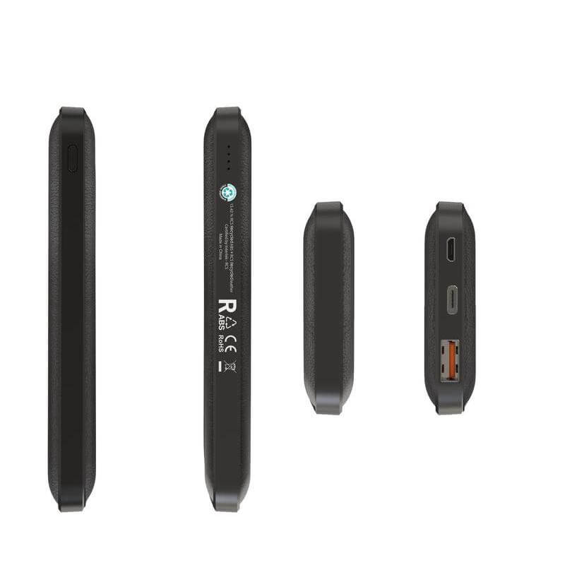 Recycled Leather 10000mAh PD Powerbank - Black