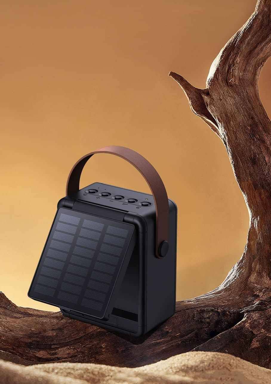 Recycled Solar Speaker & Lamp - Black