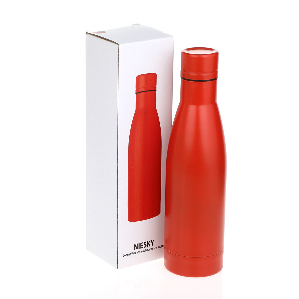 Copper Vacuum Insulated Double Wall Water Bottle - Red