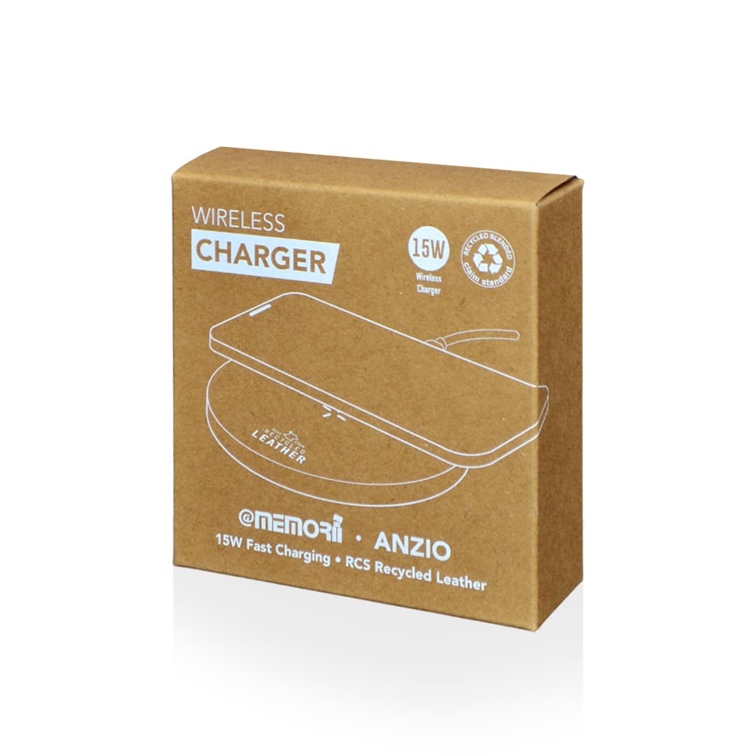 Recycled Leather 15W Wireless Charger - Black