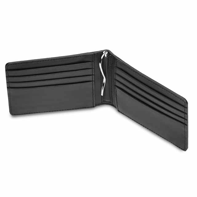 Classic Genuine Leather Clip Wallet - Black