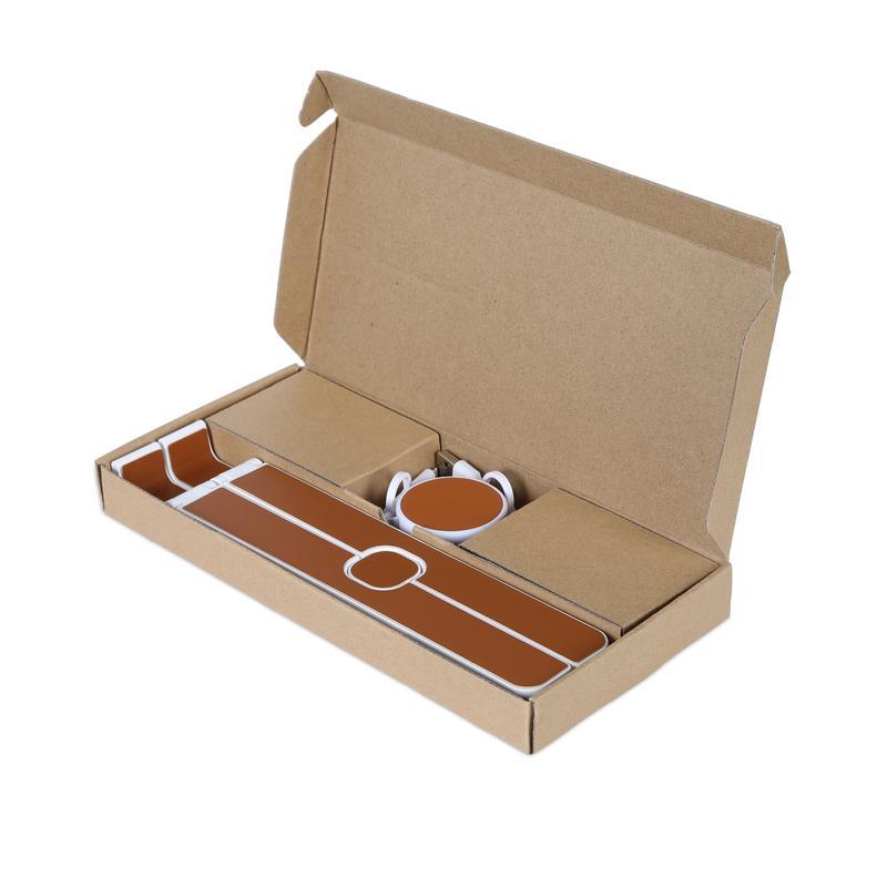 Set of Recycled Laptop Stand and retractable cable - White