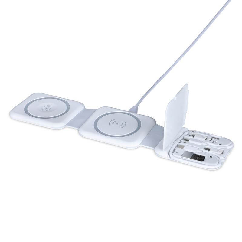 2 in 1 Wireless Charger with Multi Cable Set - White