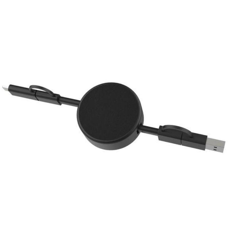 Recycled retractable Charging Cable 6-in-1 - Black