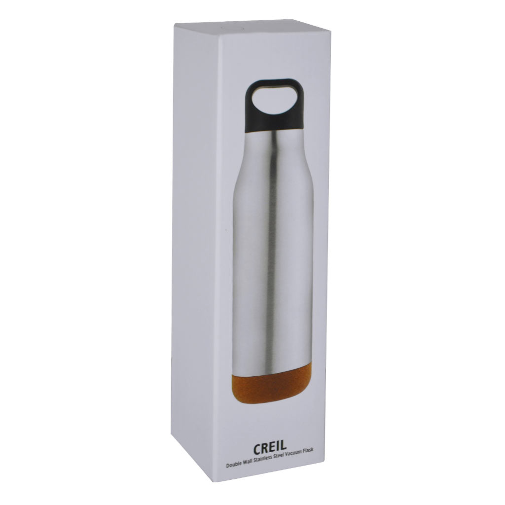 Insulated Water Bottle with Cork Base - Steel
