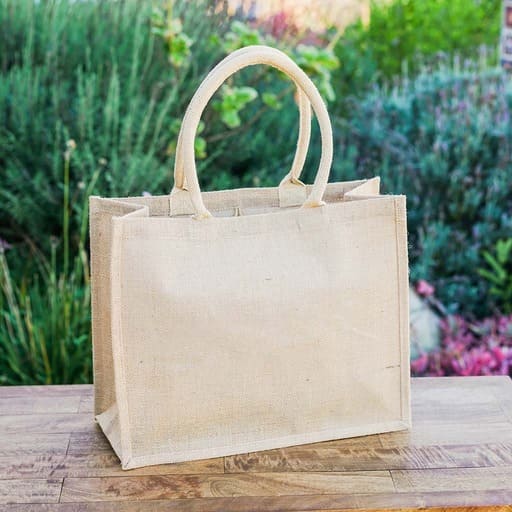 Jute Shopping Bag - Horizontal - White